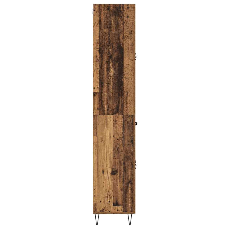 Hoge kast met lade 2 pcs Oud Hout Geengineerd Hout en Glas