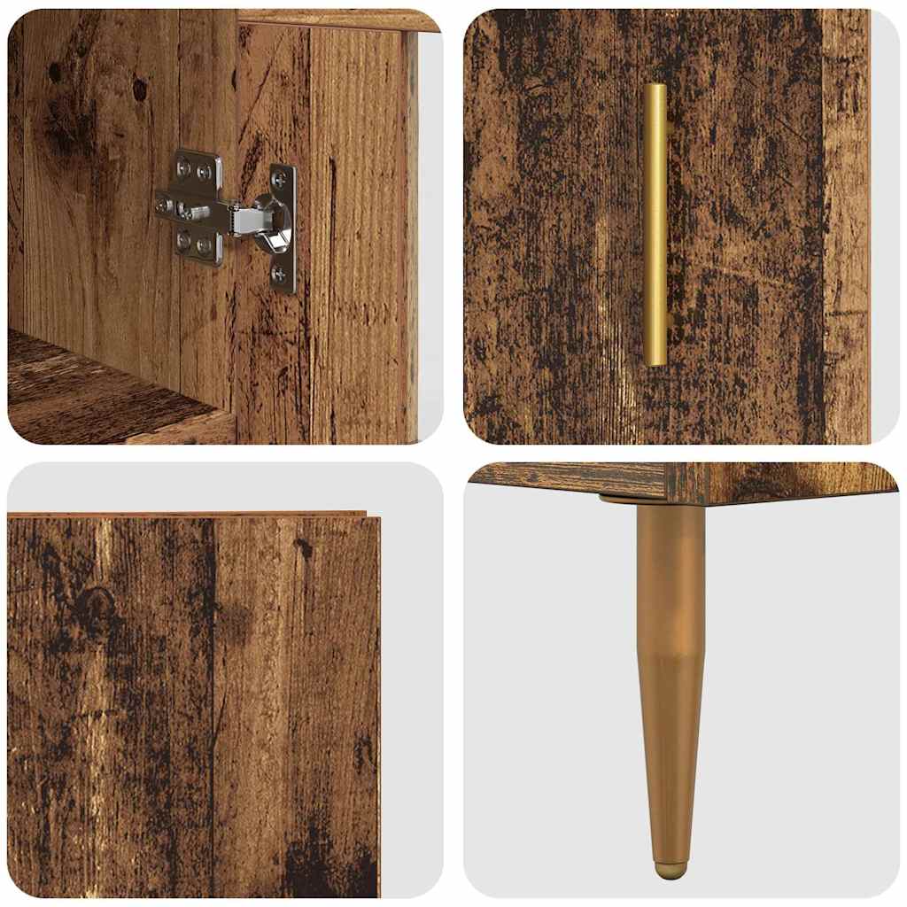 Highboard Oud Hout 34,5 x 34 x 180 cm Bewerkt hout