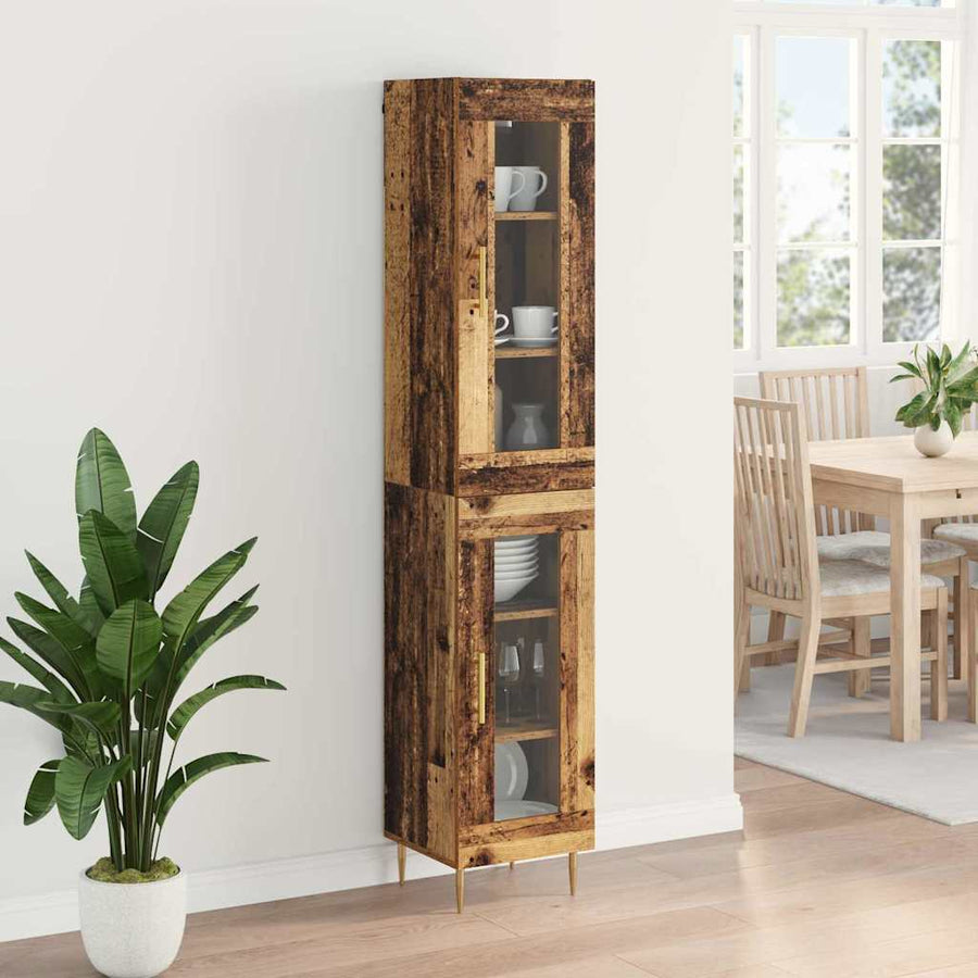 Highboard Oud Hout 34,5 x 34 x 180 cm Bewerkt hout