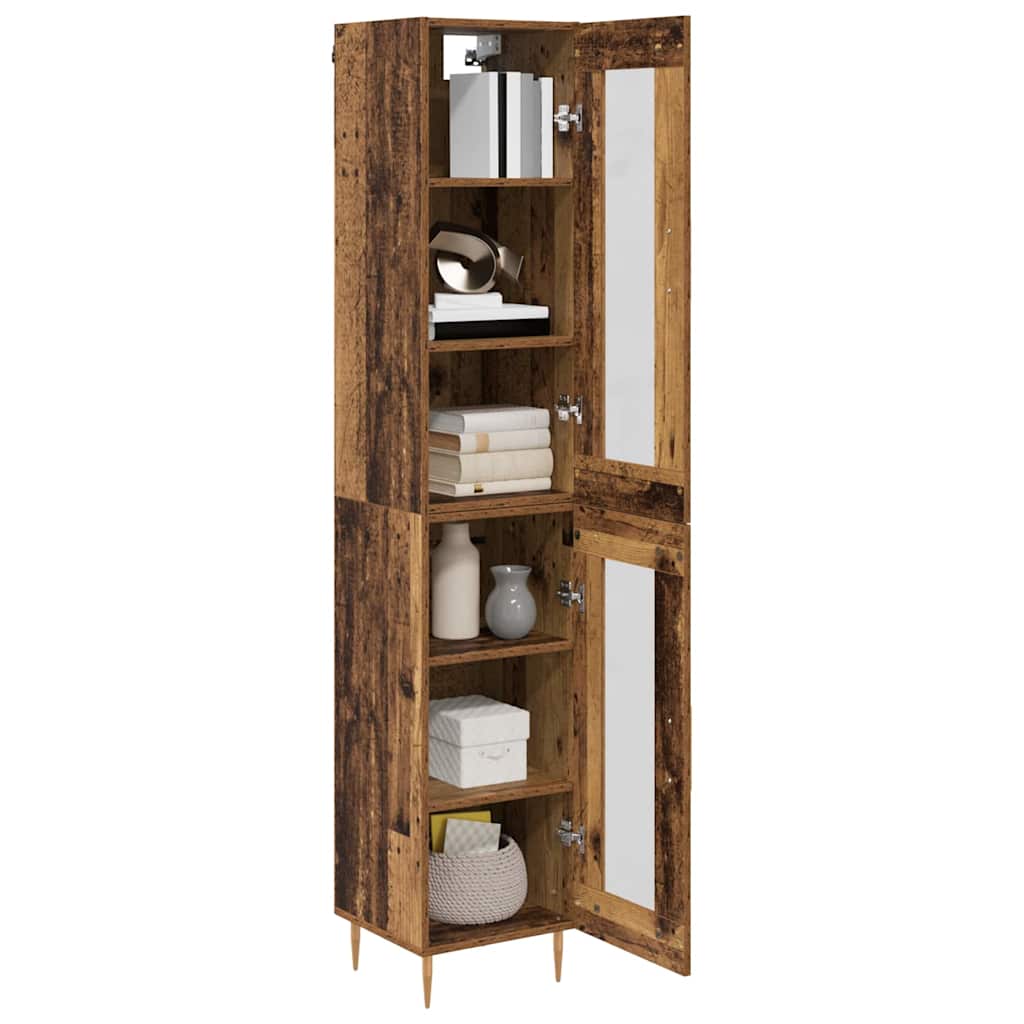 Highboard Oud Hout 34,5 x 34 x 180 cm Bewerkt hout