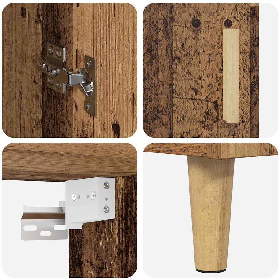 Hoge kast Oud Hout 69,5 x 34 x 180 cm Geengineerd Hout en Glas