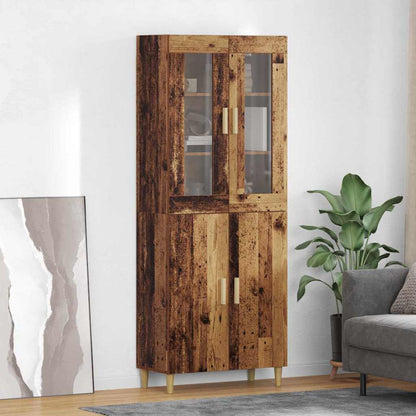Hoge kast Oud Hout 69,5 x 34 x 180 cm Geengineerd Hout en Glas