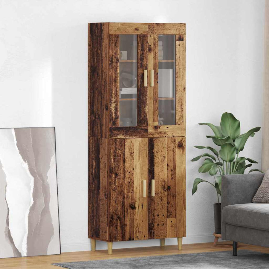 Hoge kast Oud Hout 69,5 x 34 x 180 cm Geengineerd Hout en Glas