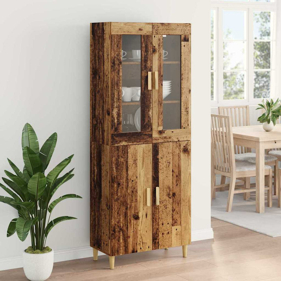 Hoge kast Oud Hout 69,5 x 34 x 180 cm Geengineerd Hout en Glas