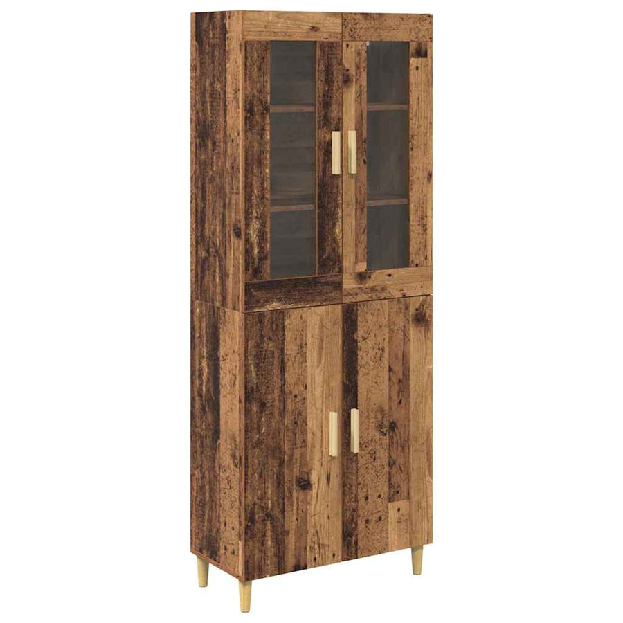 Hoge kast Oud Hout 69,5 x 34 x 180 cm Geengineerd Hout en Glas