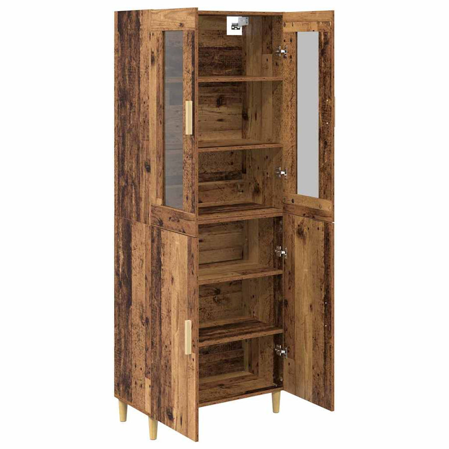 Hoge kast Oud Hout 69,5 x 34 x 180 cm Geengineerd Hout en Glas