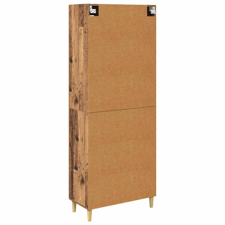 Hoge kast Oud Hout 69,5 x 34 x 180 cm Geengineerd Hout en Glas