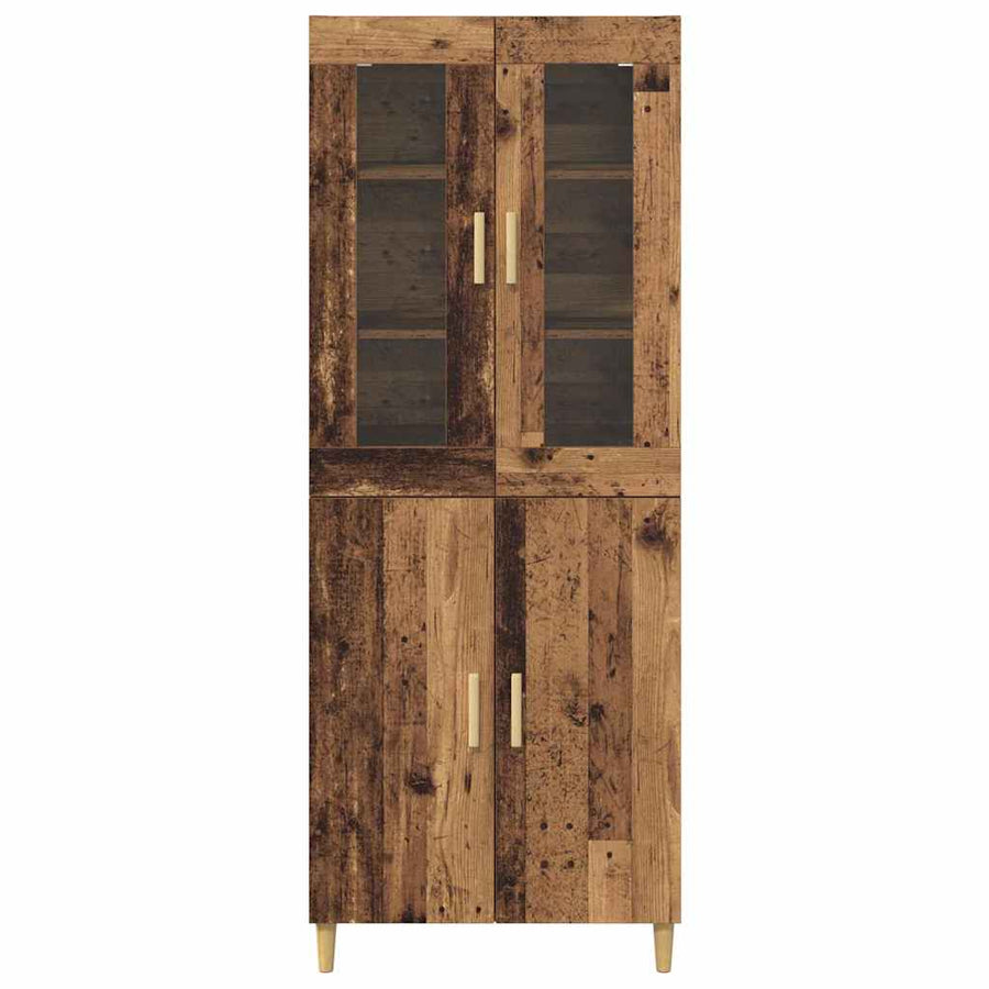 Hoge kast Oud Hout 69,5 x 34 x 180 cm Geengineerd Hout en Glas