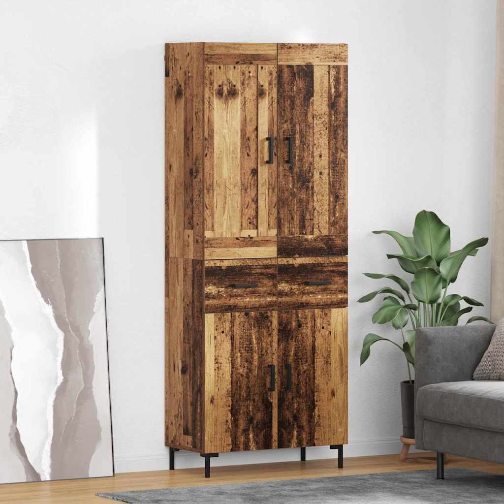 Highboard met lade Oud Hout 69,5 x 34 x 180 cm Bewerkt hout