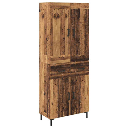 Highboard met lade Oud Hout 69,5 x 34 x 180 cm Bewerkt hout