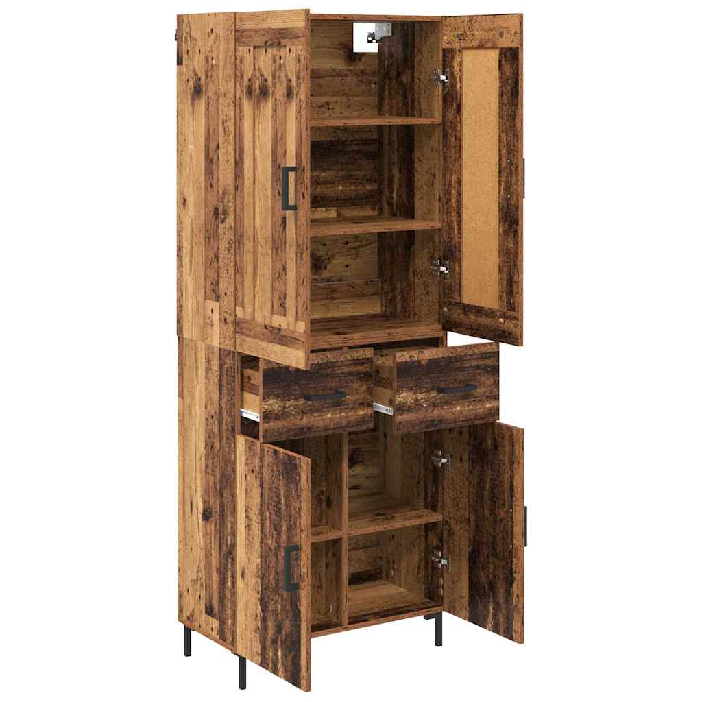 Highboard met lade Oud Hout 69,5 x 34 x 180 cm Bewerkt hout