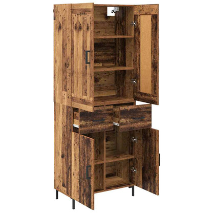 Highboard met lade Oud Hout 69,5 x 34 x 180 cm Bewerkt hout