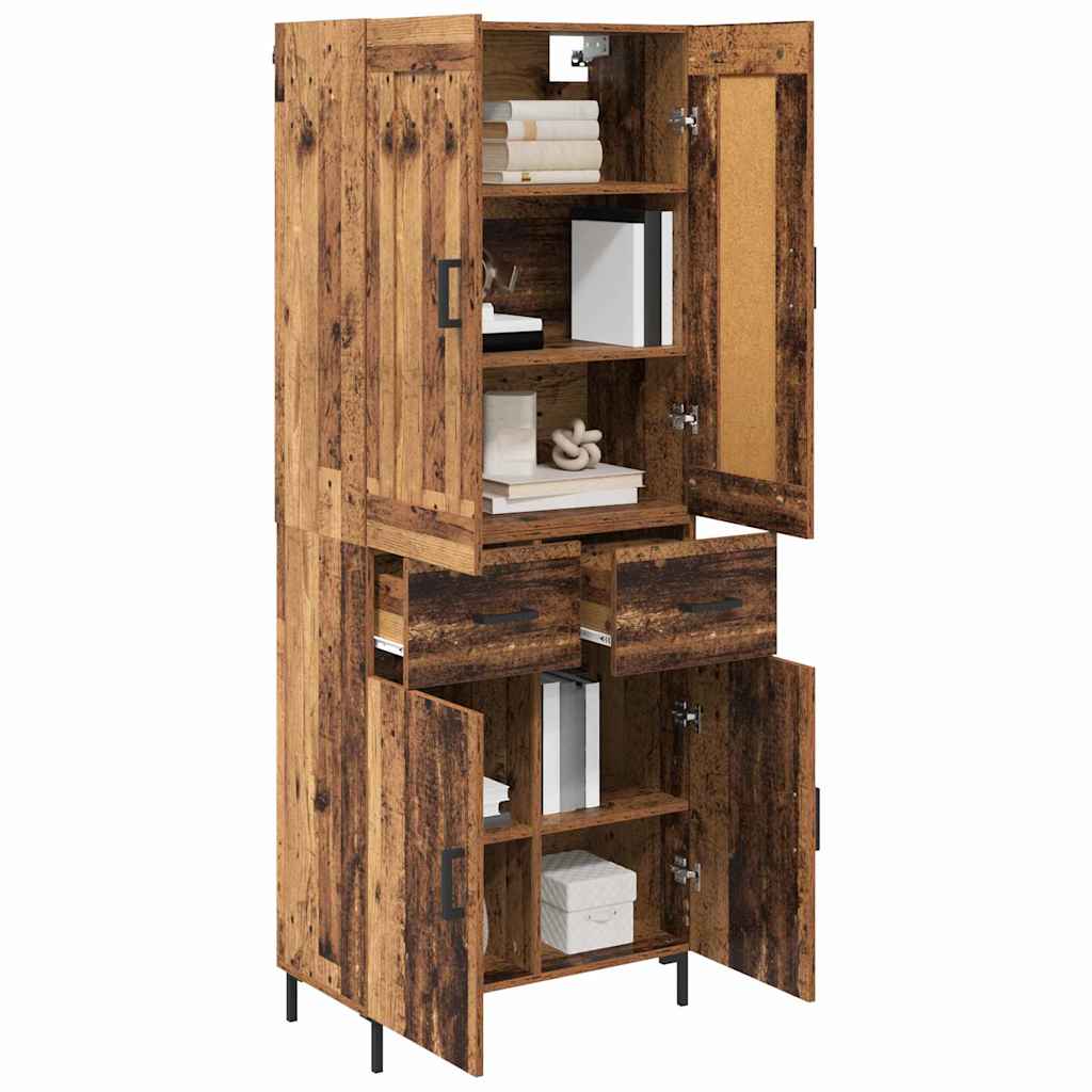 Highboard met lade Oud Hout 69,5 x 34 x 180 cm Bewerkt hout