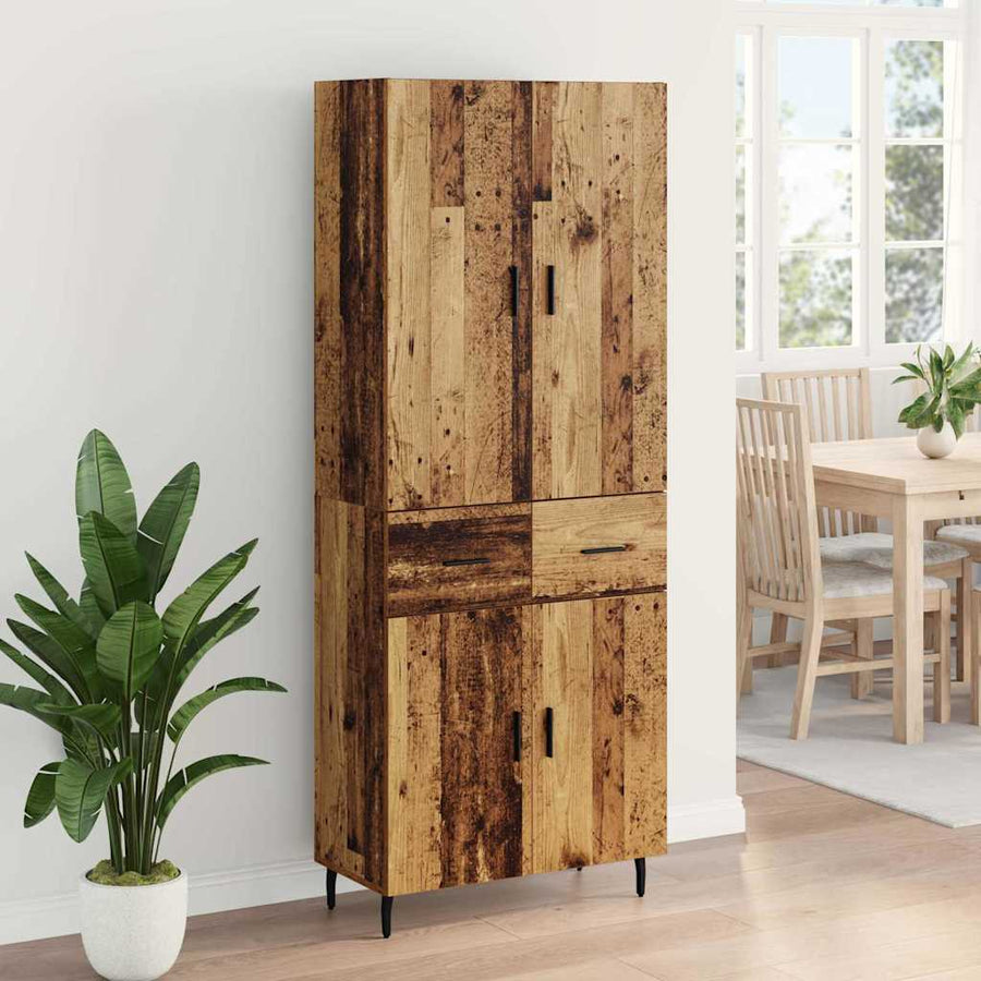 Hoge kast Oud Hout 69,5 x 34 x 180 cm Geengineerd Hout en Glas