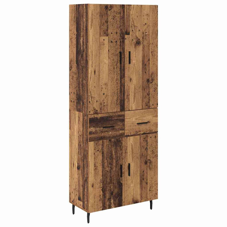 Hoge kast Oud Hout 69,5 x 34 x 180 cm Geengineerd Hout en Glas