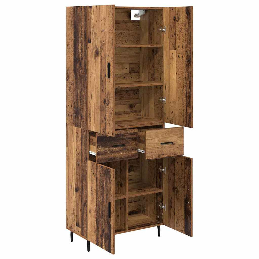 Hoge kast Oud Hout 69,5 x 34 x 180 cm Geengineerd Hout en Glas