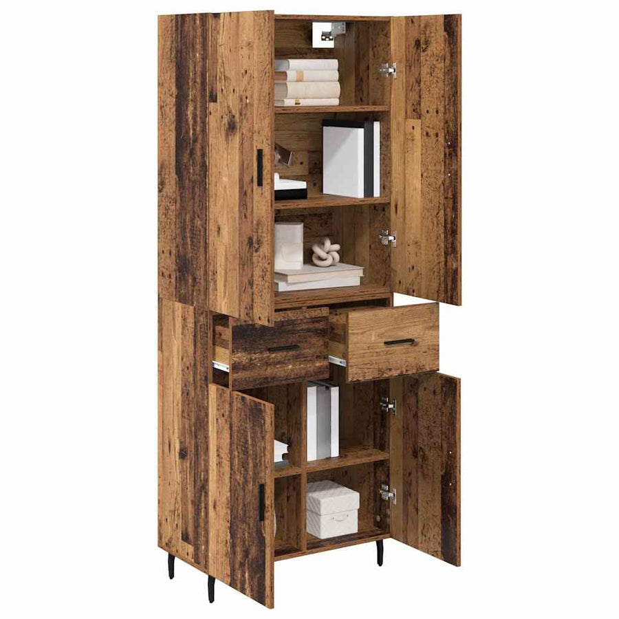 Hoge kast Oud Hout 69,5 x 34 x 180 cm Geengineerd Hout en Glas