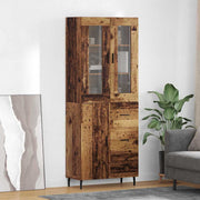 Hoge kast 69,5x34x180 cm oud hout met lade