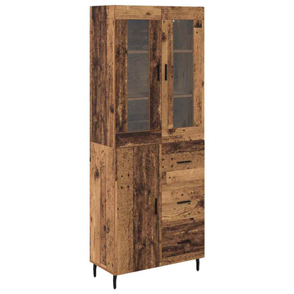 Hoge kast met lade 2 pcs Oud Hout Geengineerd Hout en Glas