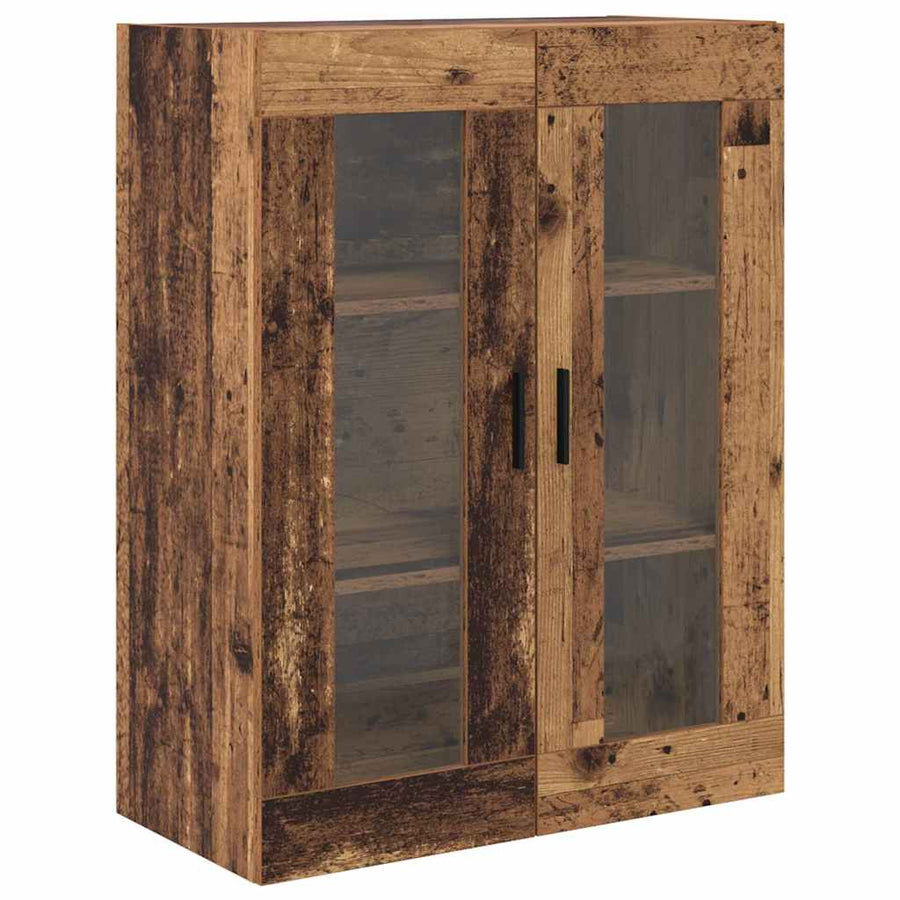 Hoge kast met lade 2 pcs Oud Hout Geengineerd Hout en Glas