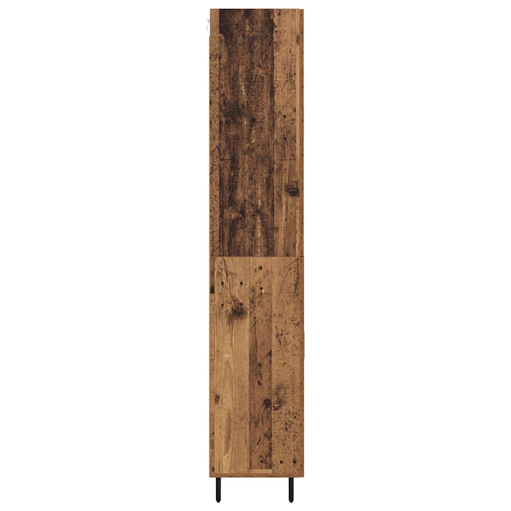 Hoge kast met lade 2 pcs Oud Hout Geengineerd Hout en Glas