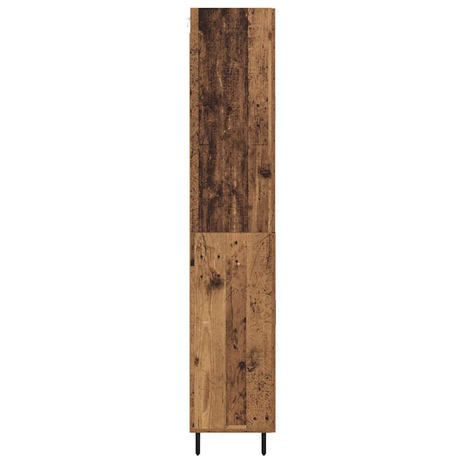Hoge kast met lade 2 pcs Oud Hout Geengineerd Hout en Glas