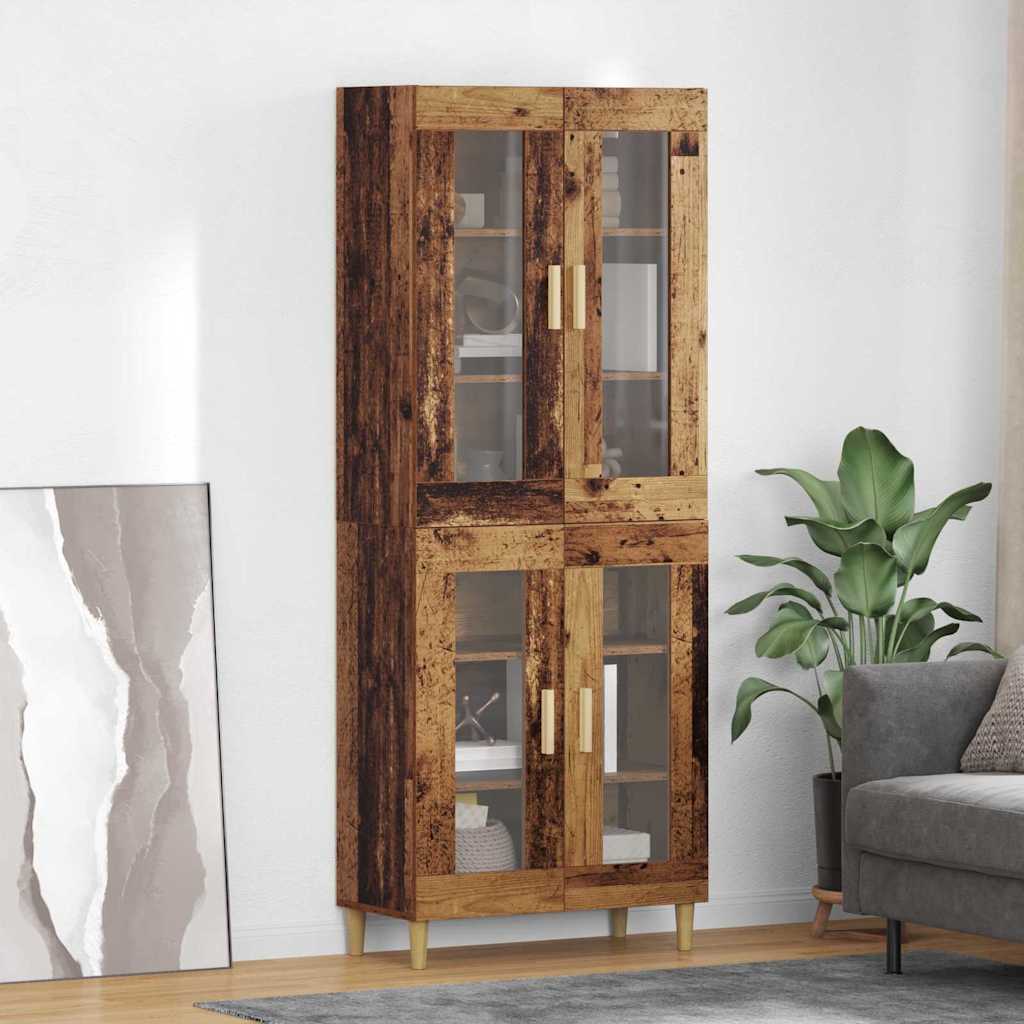 Hoge kast Oud Hout 69,5 x 34 x 180 cm Bewerkt hout