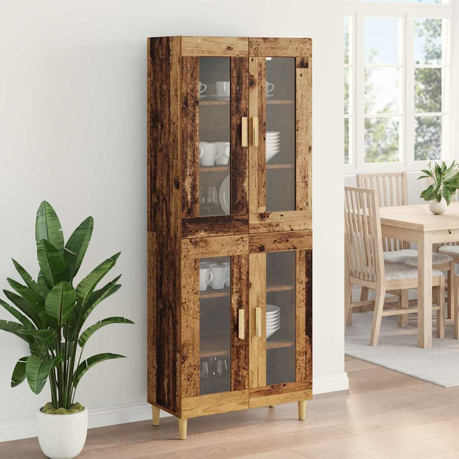 Hoge kast Oud Hout 69,5 x 34 x 180 cm Bewerkt hout
