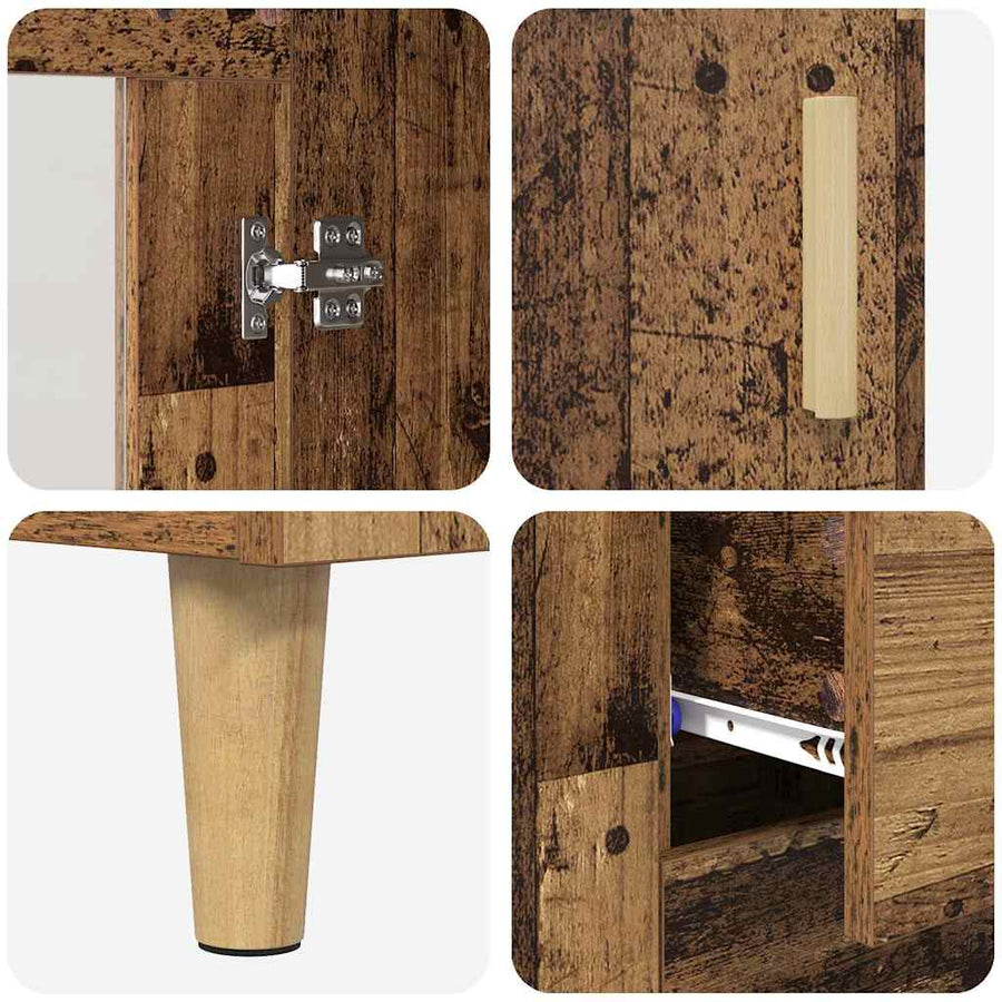 Highboard Oud hout 69,5 x 34 x 180 cm Bewerkt hout