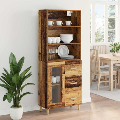 Highboard Oud hout 69,5 x 34 x 180 cm Bewerkt hout