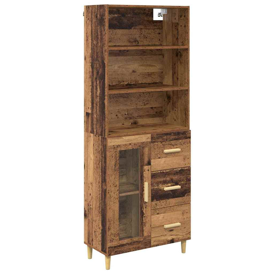 Highboard Oud hout 69,5 x 34 x 180 cm Bewerkt hout