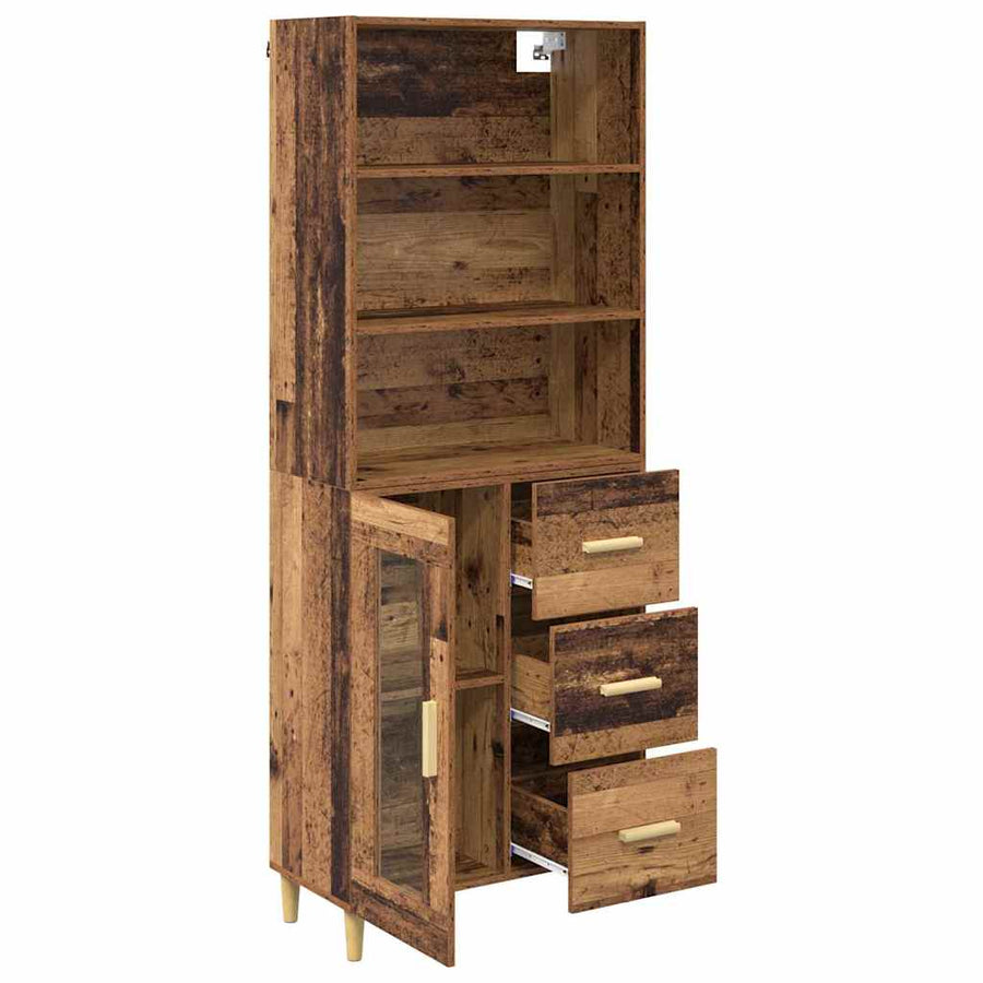 Highboard Oud hout 69,5 x 34 x 180 cm Bewerkt hout