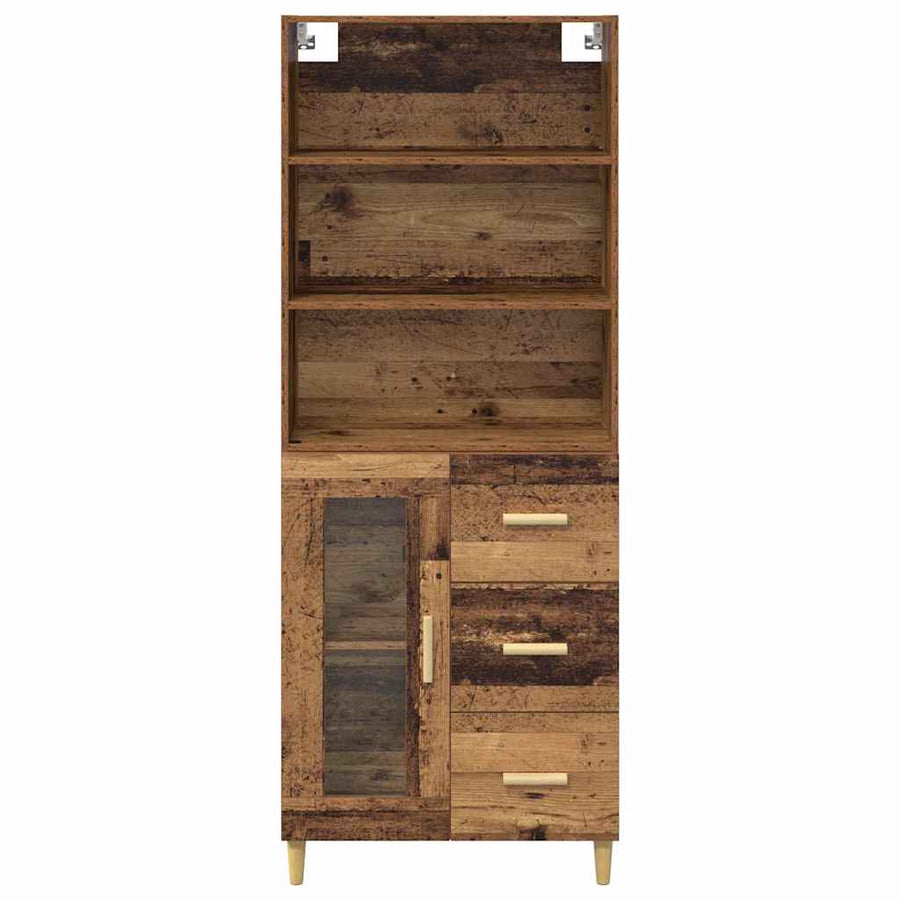 Highboard Oud hout 69,5 x 34 x 180 cm Bewerkt hout