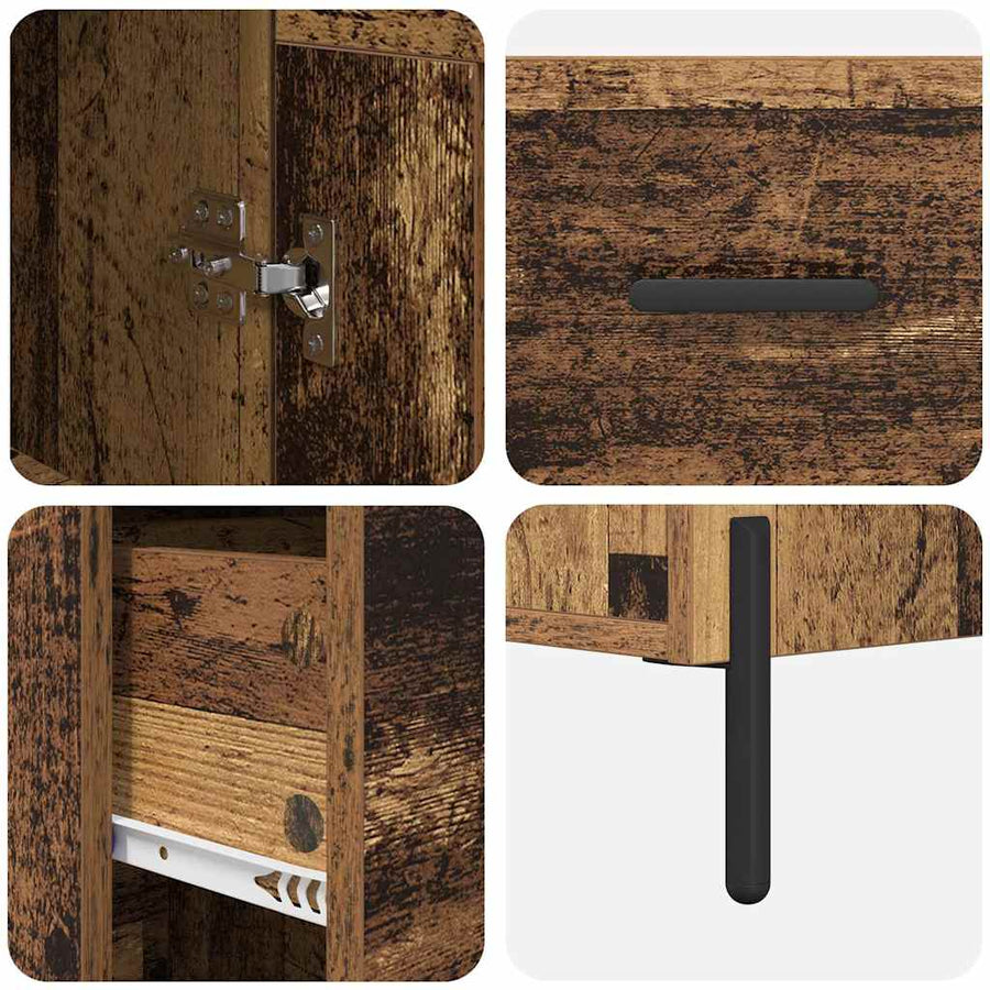 Highboard met lade Oud Hout 34,5 x 34 x 180 cm Bewerkt hout