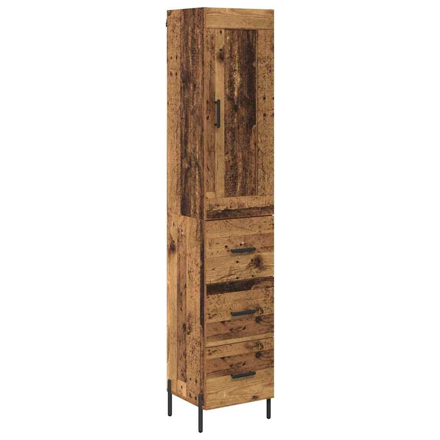 Highboard met lade Oud Hout 34,5 x 34 x 180 cm Bewerkt hout