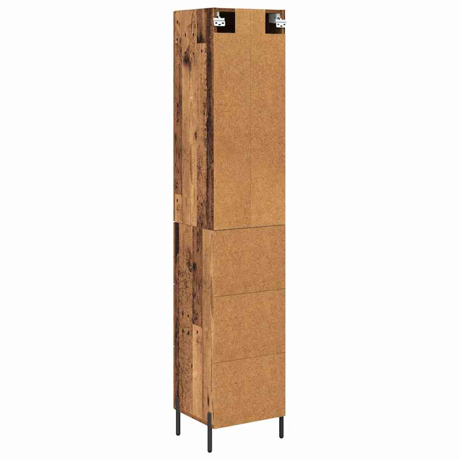 Highboard met lade Oud Hout 34,5 x 34 x 180 cm Bewerkt hout