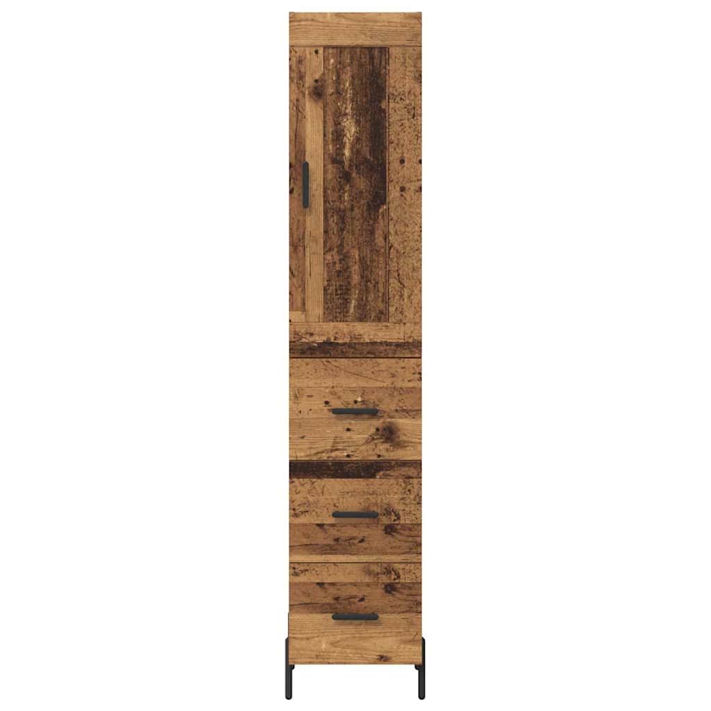 Highboard met lade Oud Hout 34,5 x 34 x 180 cm Bewerkt hout