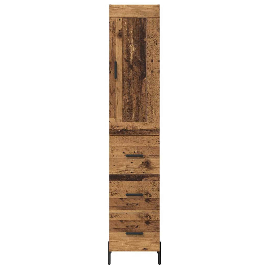 Highboard met lade Oud Hout 34,5 x 34 x 180 cm Bewerkt hout