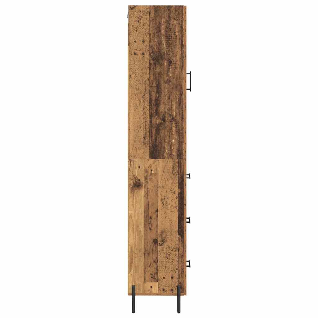 Highboard met lade Oud Hout 34,5 x 34 x 180 cm Bewerkt hout