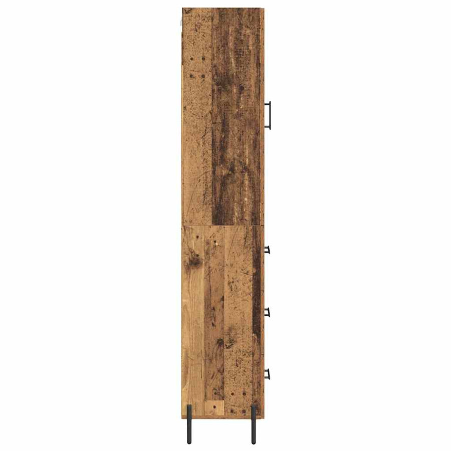 Highboard met lade Oud Hout 34,5 x 34 x 180 cm Bewerkt hout