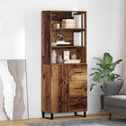 Hoge kast 69,5x34x180 cm oud hout met lade