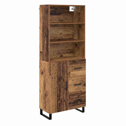 Hoge kast Oud Hout 69,5 x 34 x 180 cm Geengineerd Hout en Glas