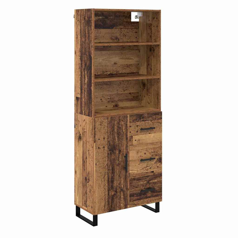 Hoge kast Oud Hout 69,5 x 34 x 180 cm Geengineerd Hout en Glas