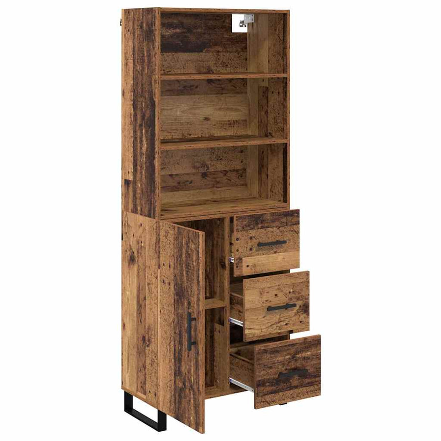 Hoge kast Oud Hout 69,5 x 34 x 180 cm Geengineerd Hout en Glas