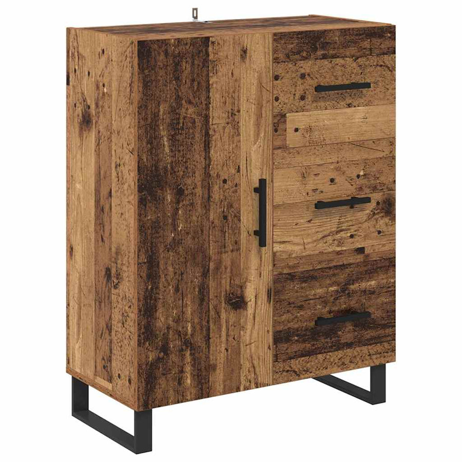 Hoge kast Oud Hout 69,5 x 34 x 180 cm Geengineerd Hout en Glas