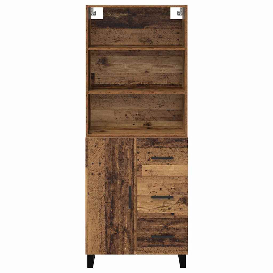 Hoge kast Oud Hout 69,5 x 34 x 180 cm Geengineerd Hout en Glas