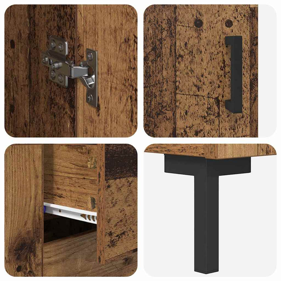 Hoge kast 2 pcs Oudhout 69,5 x 34 x 180 cm Bewerkt hout
