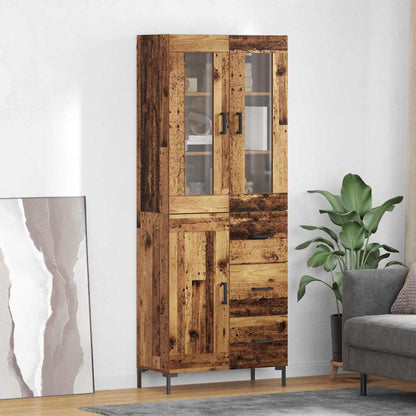 Hoge kast 2 pcs Oudhout 69,5 x 34 x 180 cm Bewerkt hout