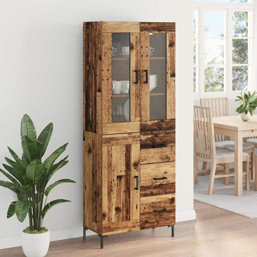 Hoge kast 2 pcs Oudhout 69,5 x 34 x 180 cm Bewerkt hout