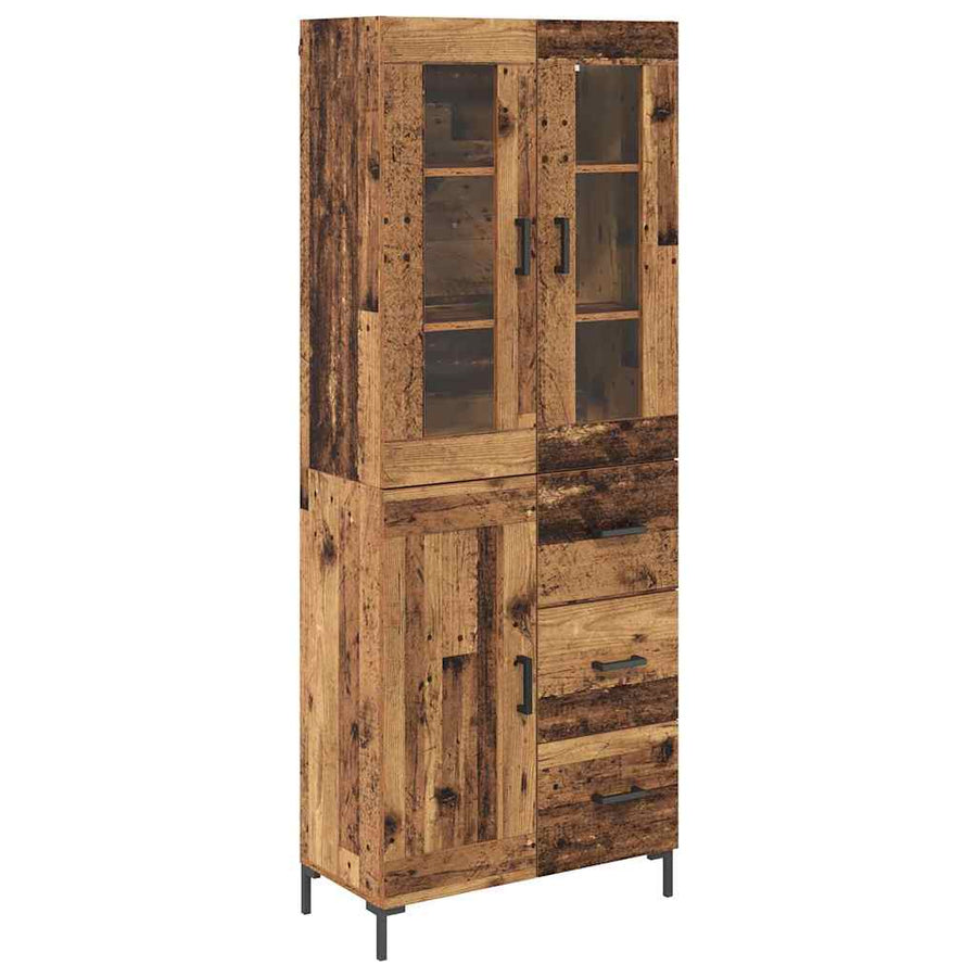 Hoge kast 2 pcs Oudhout 69,5 x 34 x 180 cm Bewerkt hout